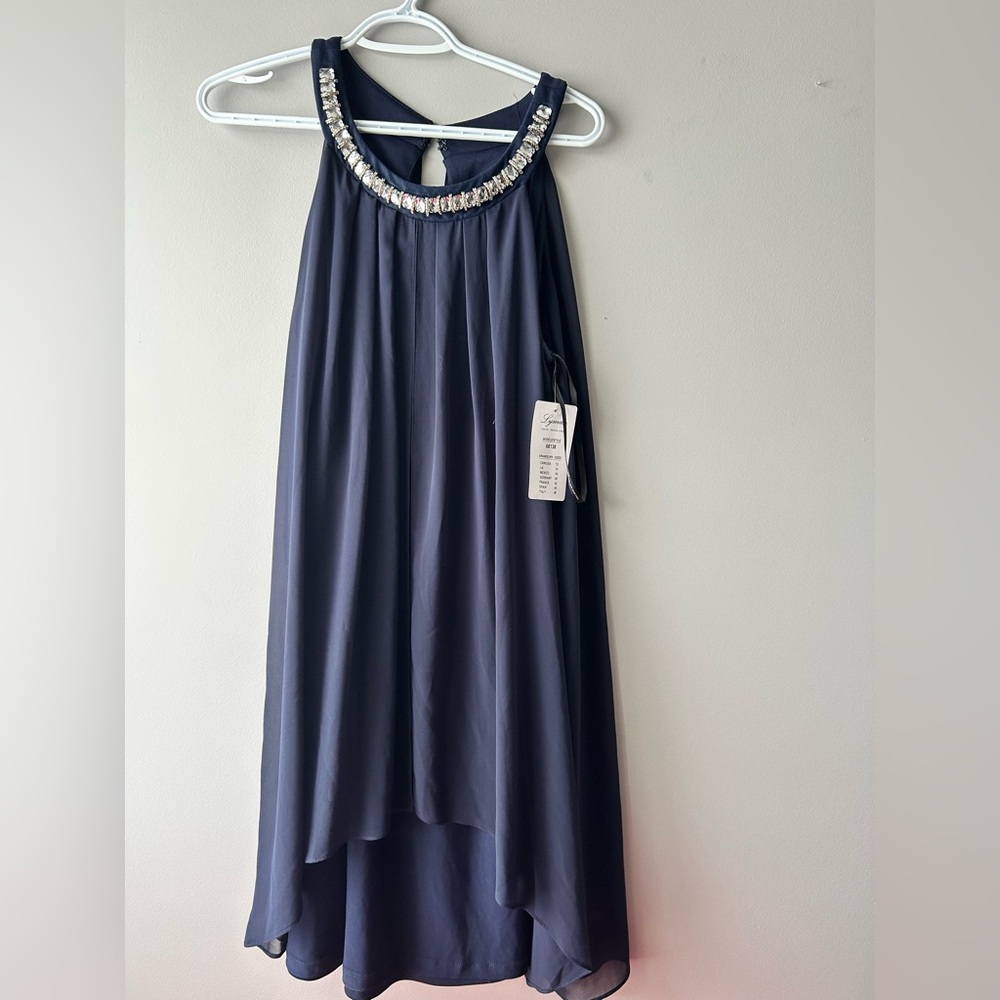 BNWT Frank Lyman Design High-Low Navy Dress